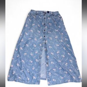Y2K Crazy Horse Liz Claiborne Blue Floral Maxi Skirt